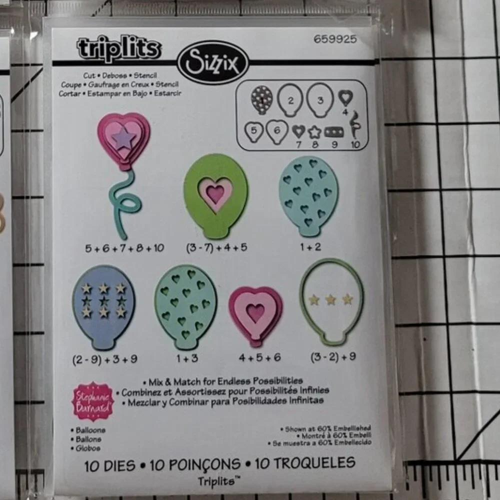 Sizzix Triplits Die Set - Balloons by Stephanie Barnard ‎ NIP